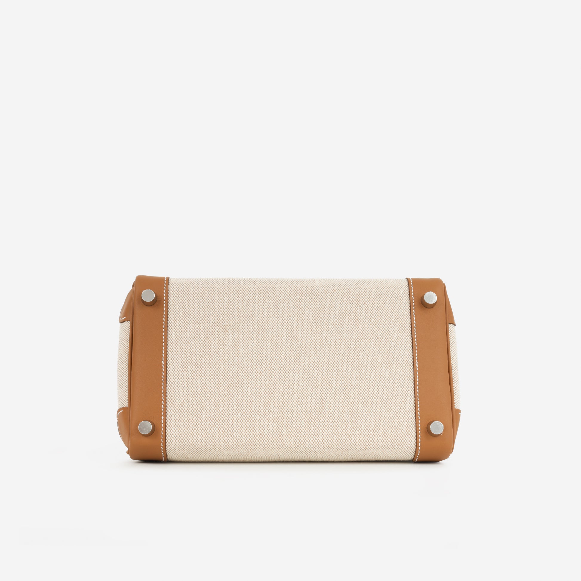 Hermès Birkin 25 Toile - Gold Swift/Ecru Canvas | Palladium Hardware - Bagista