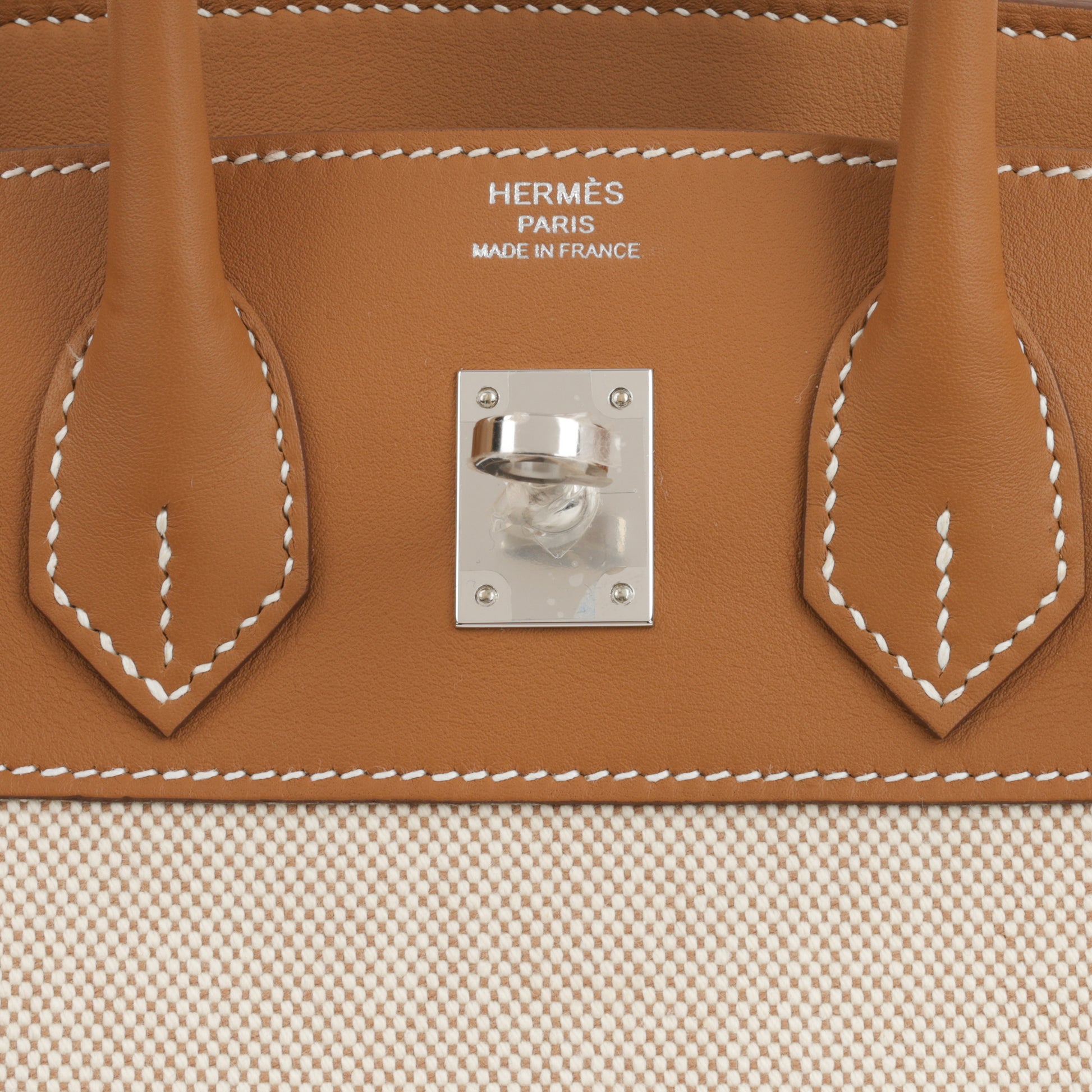 Hermès Birkin 25 Toile - Gold Swift/Ecru Canvas | Palladium Hardware - Bagista