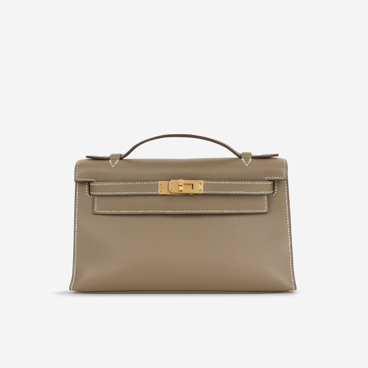 Hermès Kelly Pochette - Etoupe | Gold Hard ware