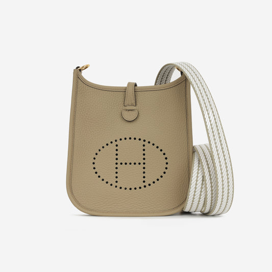 Hermès Evelyne TPM - Beige Marfa Clemence / Gris Pale / Marfa Strap | Gold Hardware