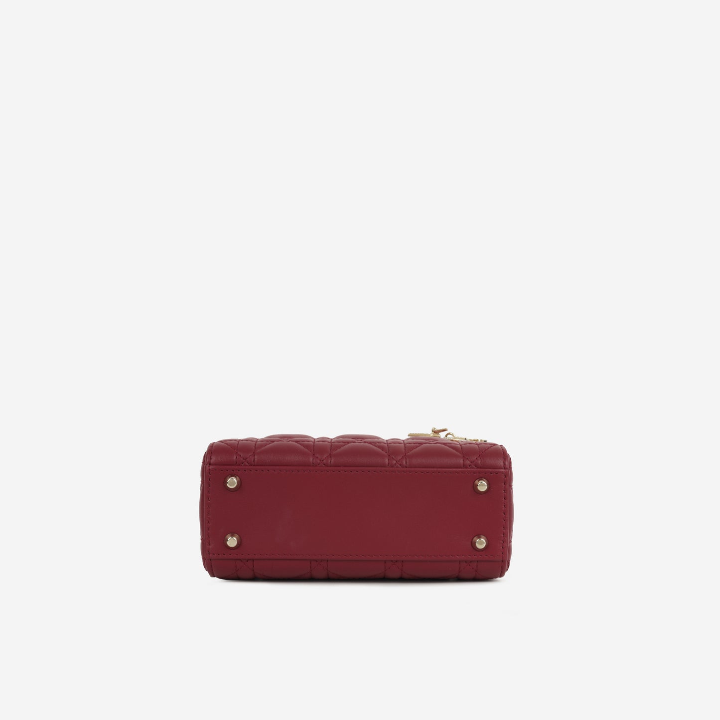 Dior Mini Lady Dior - Red Lambskin  | Cannage Diamante Hardware