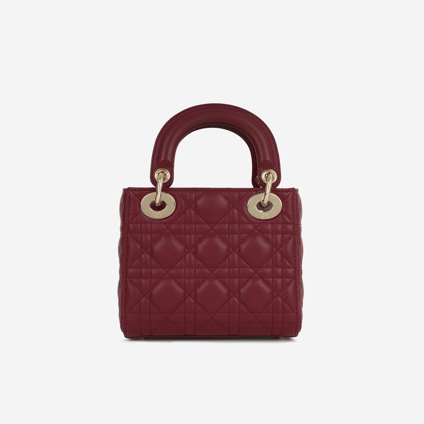 Dior Mini Lady Dior - Red Lambskin  | Cannage Diamante Hardware