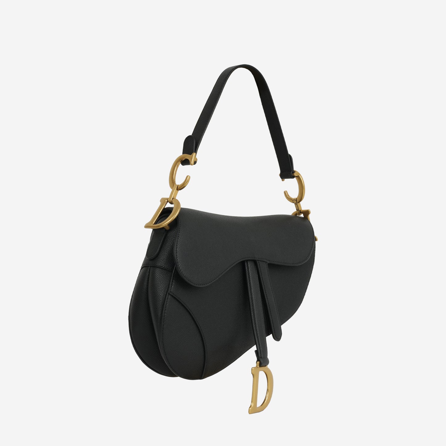 Dior Medium Saddle -  Black Grained Leather | Gold Hardware