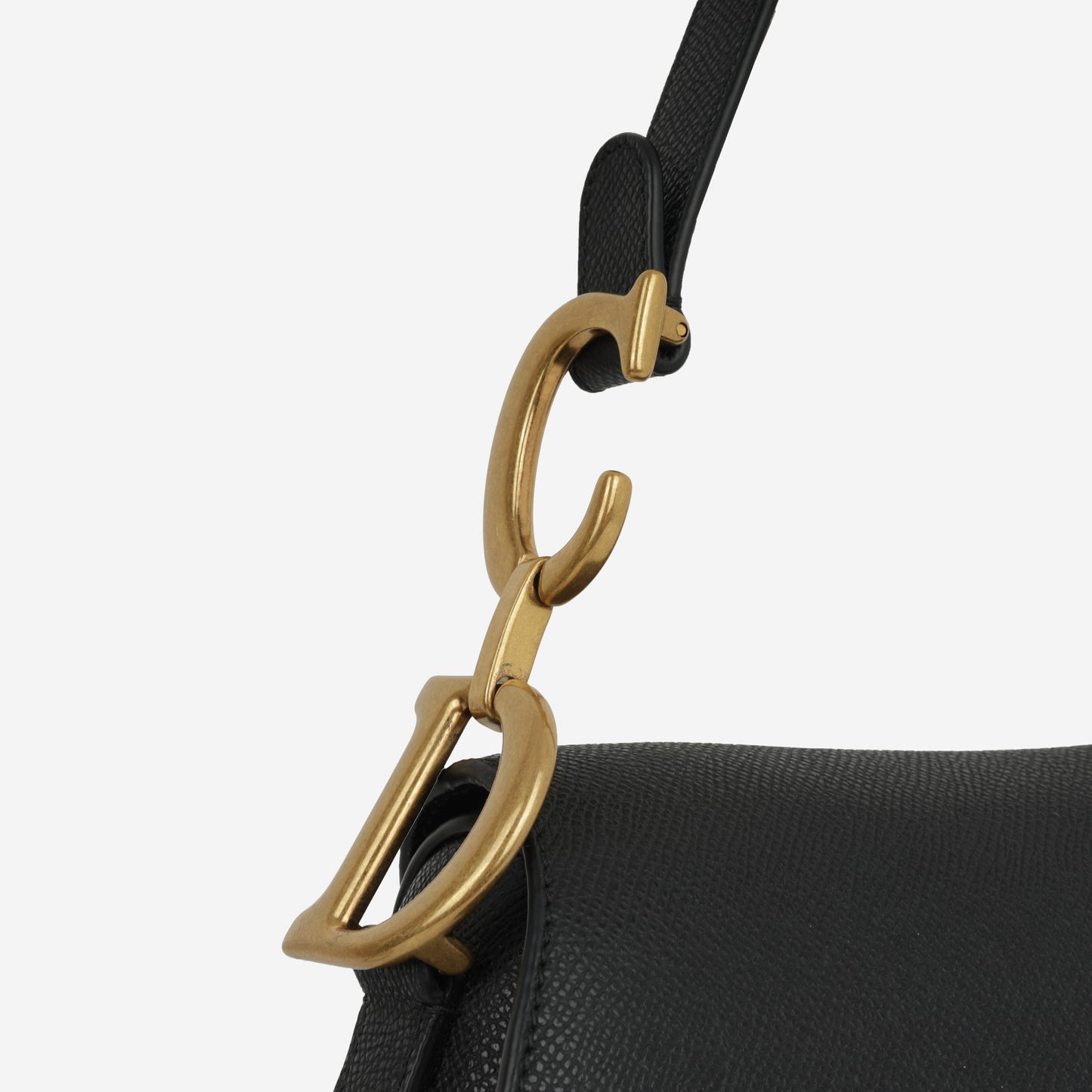 Dior Medium Saddle -  Black Grained Leather | Gold Hardware