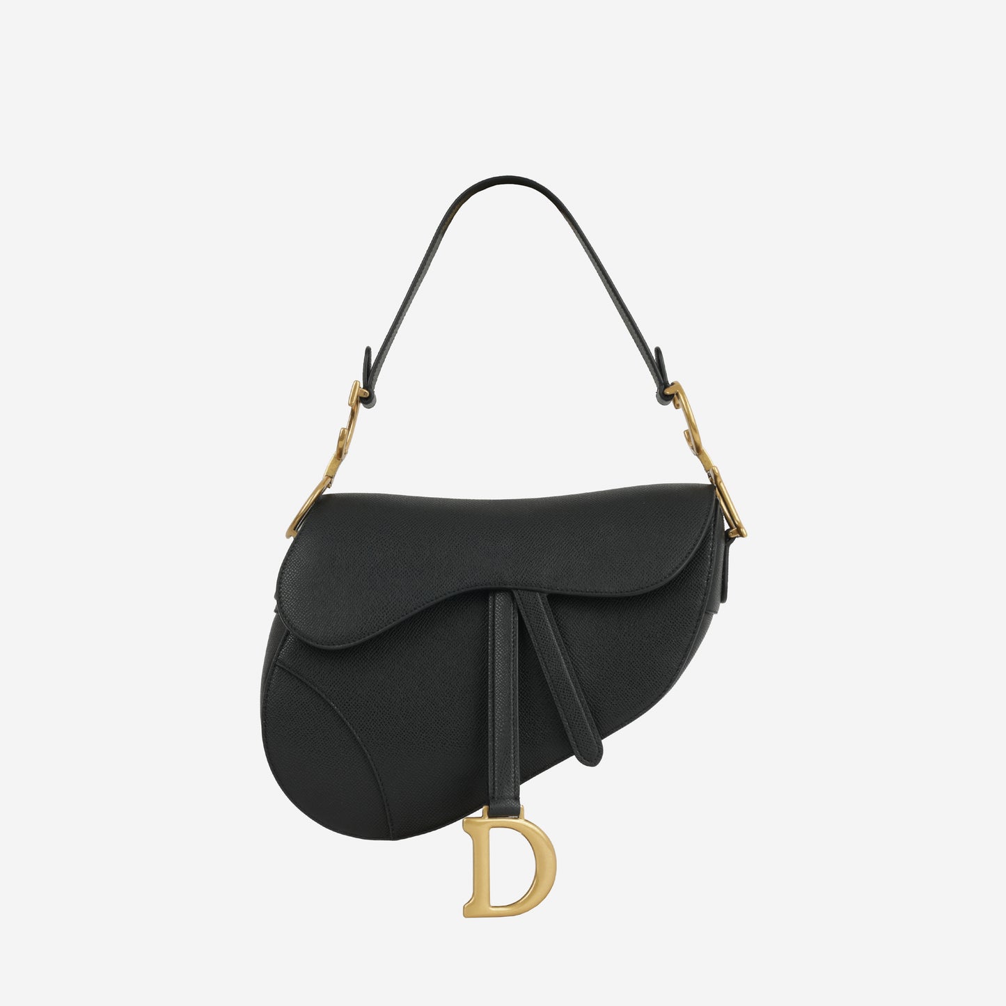 Dior Medium Saddle -  Black Grained Leather | Gold Hardware