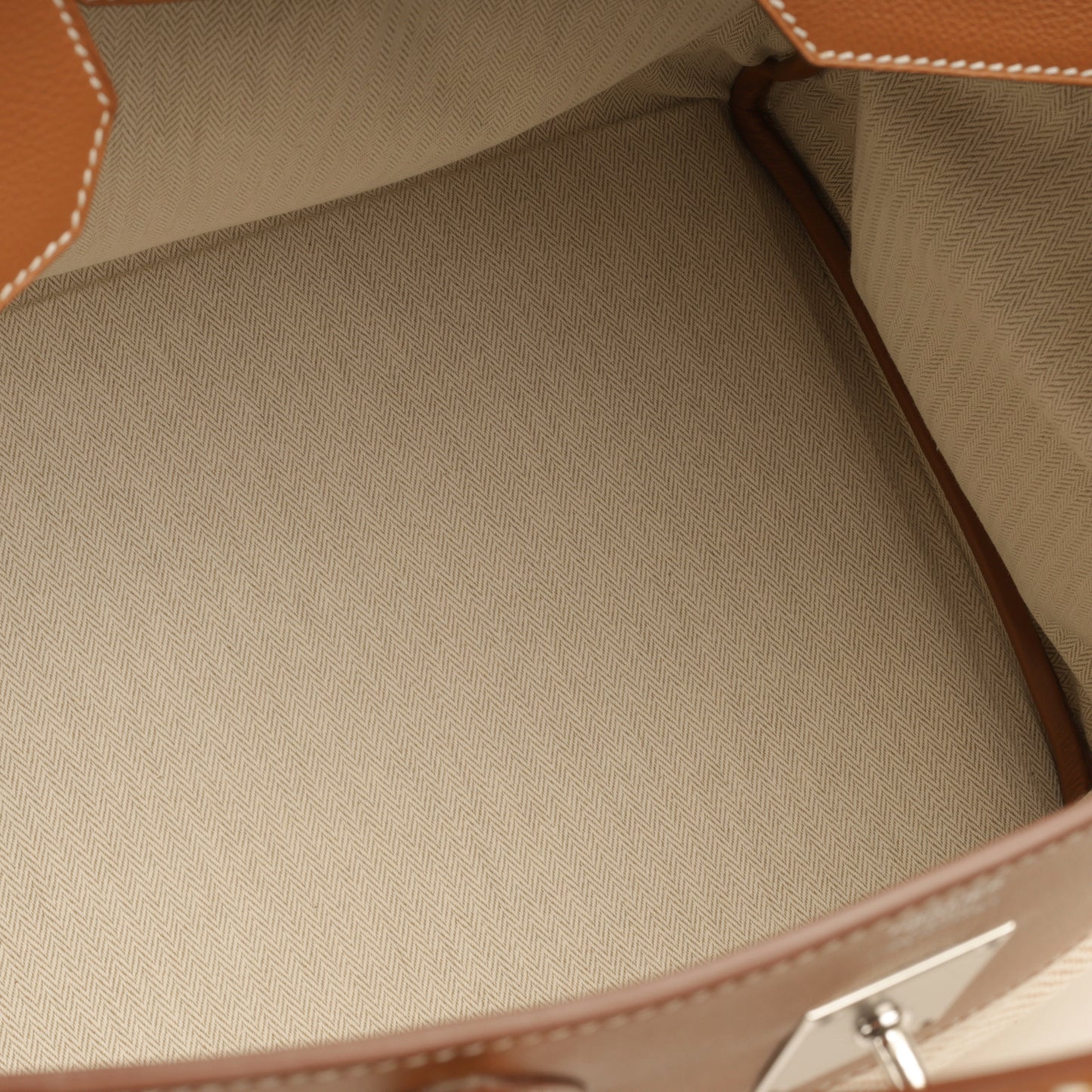 Hermès HAC 40 - Gold Evercolor / Gold-Ecru Toile | Palladium Hardware