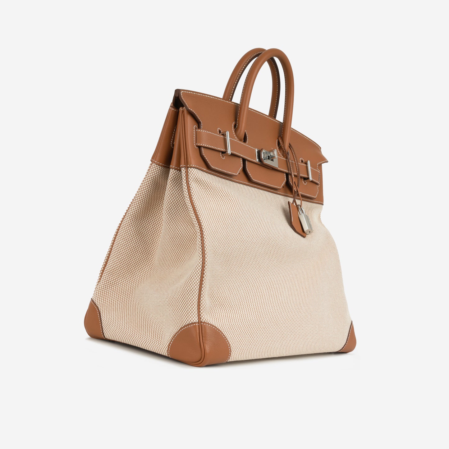 Hermès HAC 40 - Gold Evercolor / Gold-Ecru Toile | Palladium Hardware