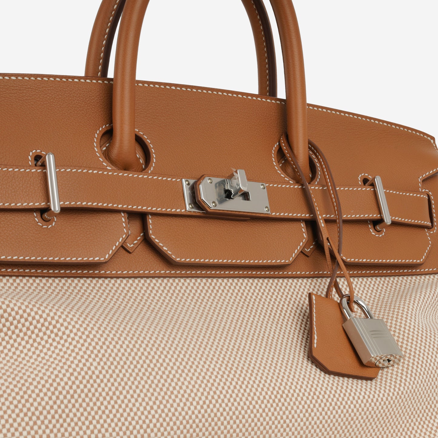 Hermès HAC 40 - Gold Evercolor / Gold-Ecru Toile | Palladium Hardware
