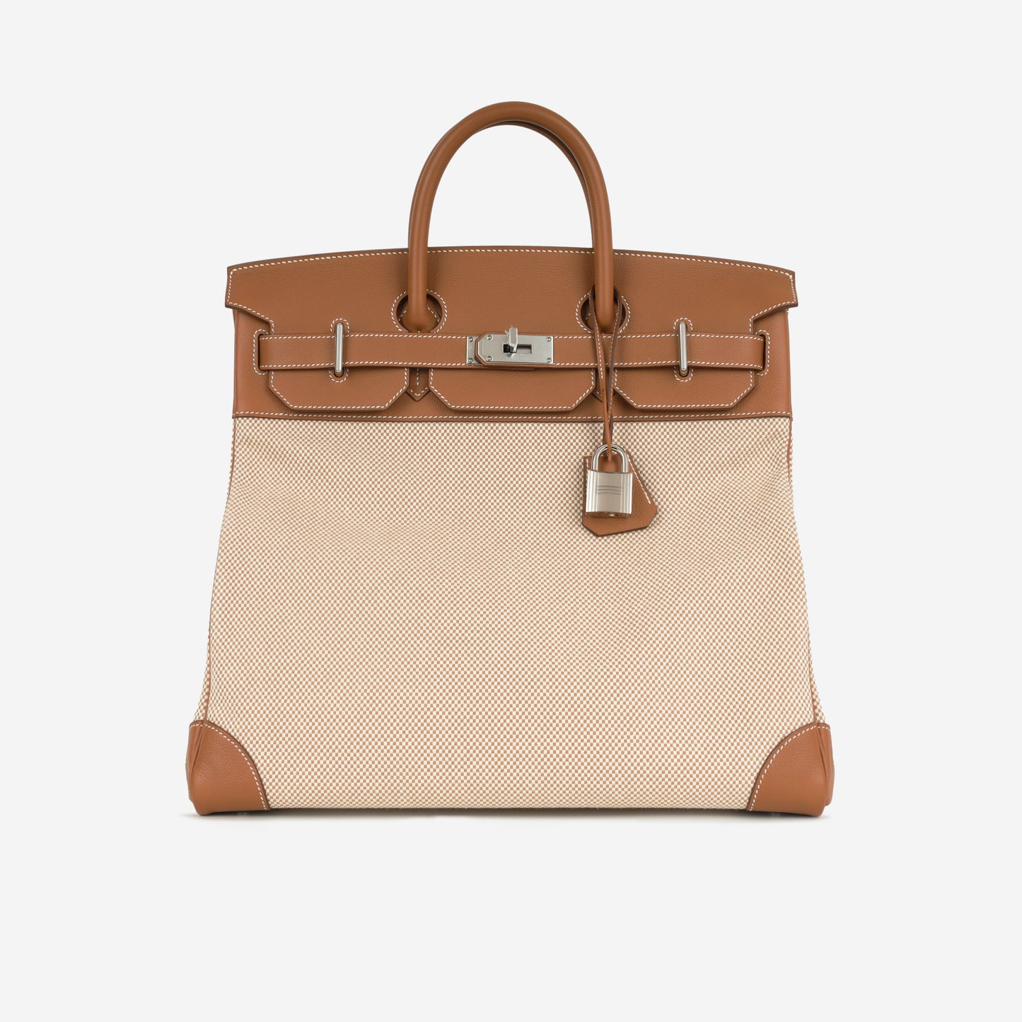 Hermès HAC 40 - Gold Evercolor / Gold-Ecru Toile | Palladium Hardware