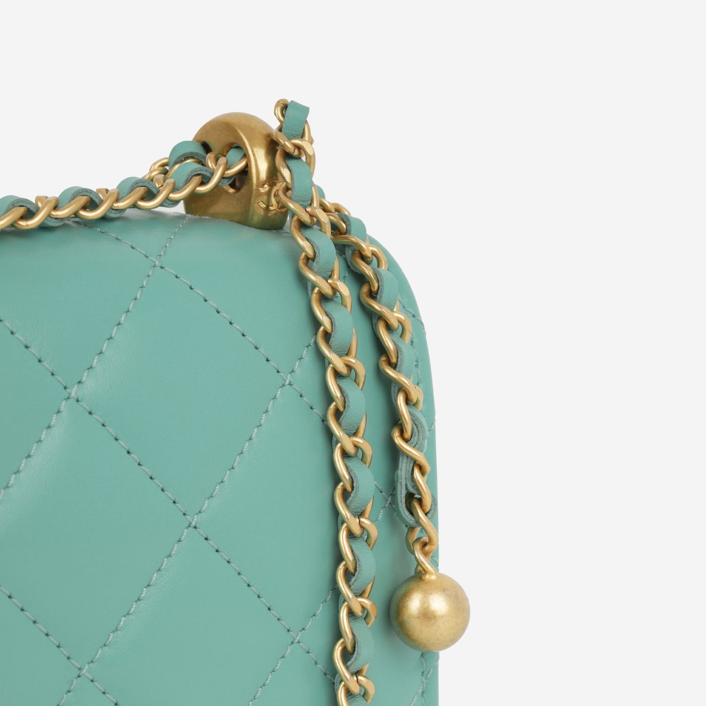 Chanel Crush Charm Wallet on Chain - Turquoise Calfskin | Gold Hardware