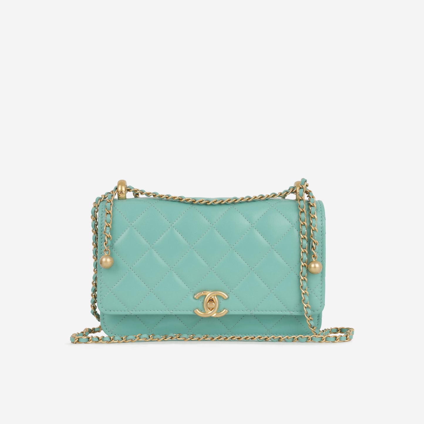 Chanel Crush Charm Wallet on Chain - Turquoise Calfskin | Gold Hardware