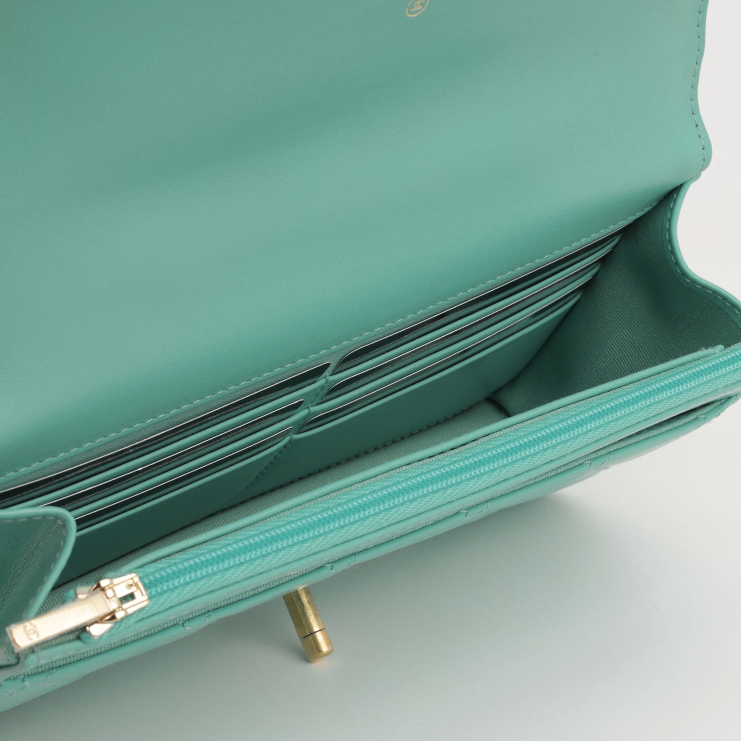 Chanel Crush Charm Wallet on Chain - Turquoise Calfskin | Gold Hardware