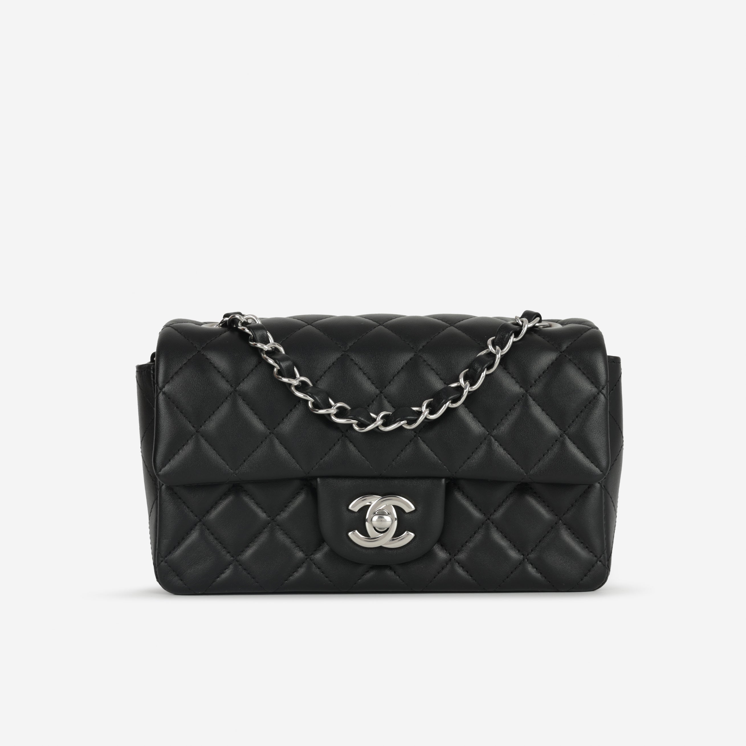 Chanel Mini Rectangular - Black Lambskin | Silver Hardware – Bagista