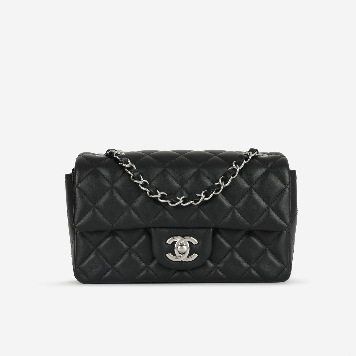 Chanel Mini Rectangular - Black Lambskin | Silver Hardware