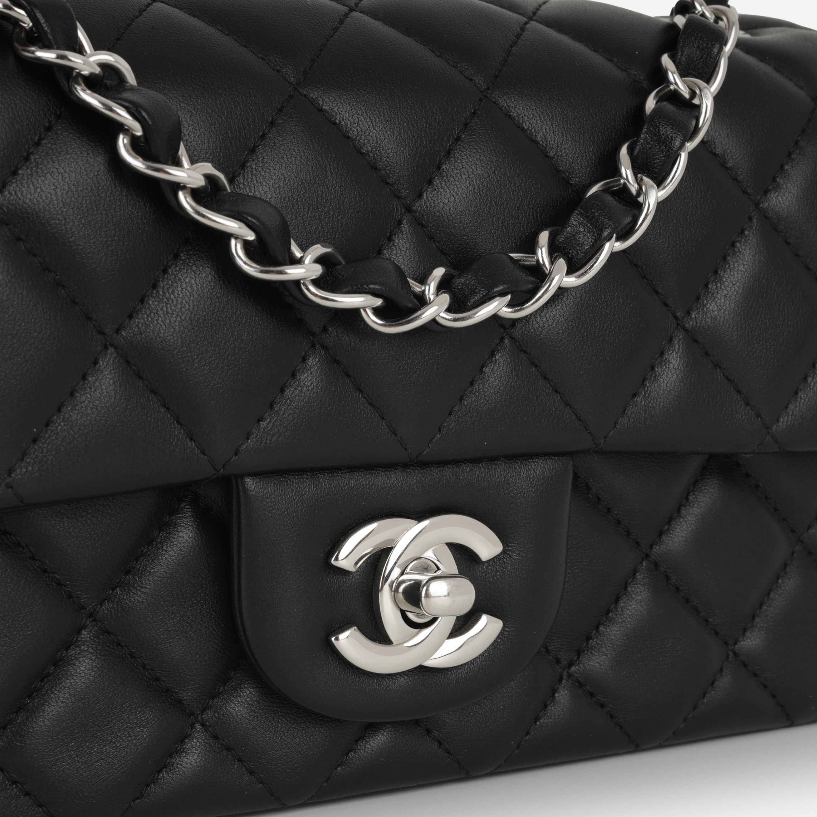 Chanel Mini Rectangular - Black Lambskin | Silver Hardware – Bagista
