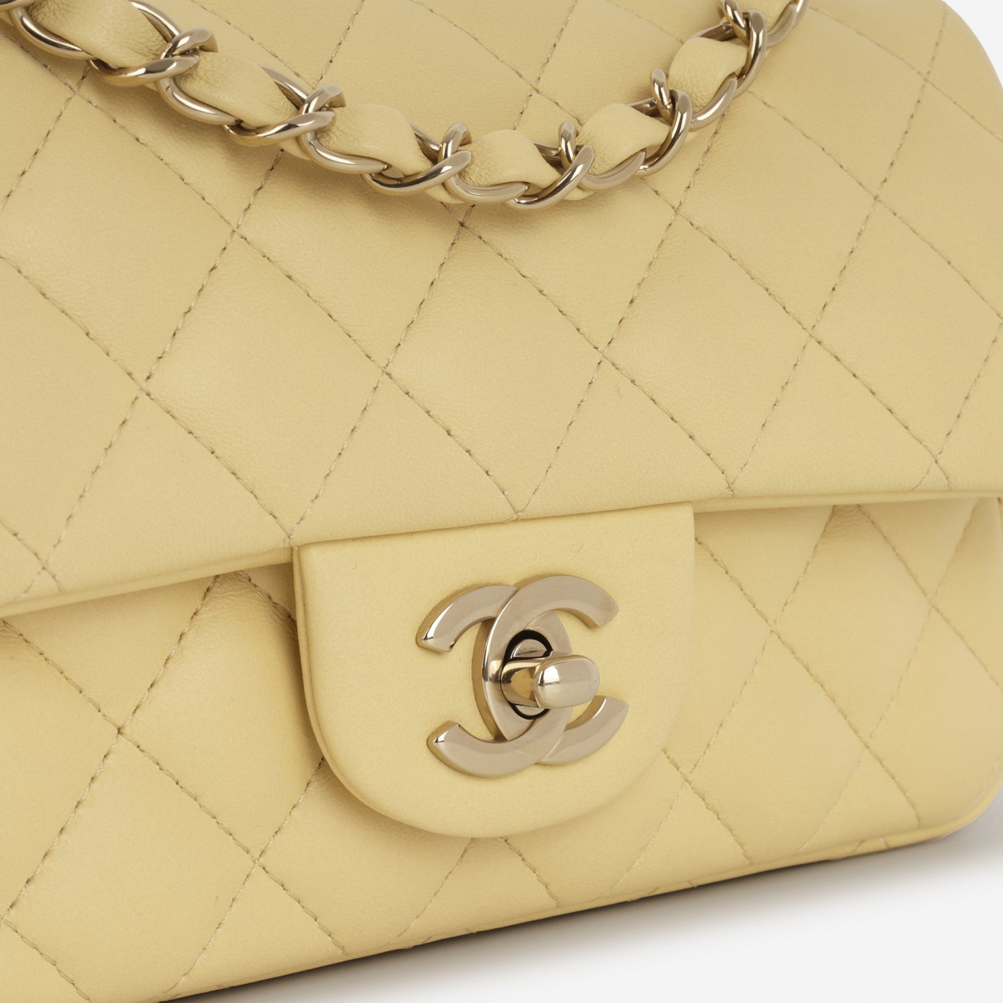 Chanel Mini Flap Rectangular - Baby Yellow Lambskin | Champagne Gold Hardware