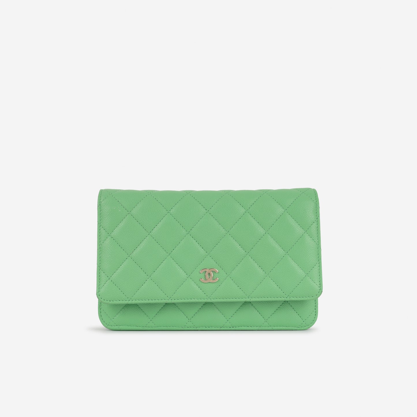 Chanel Classic Wallet on Chain - Green Caviar | Champagne Gold Hardware