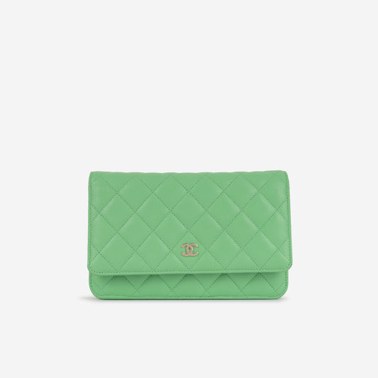 Chanel Classic Wallet on Chain - Green Caviar | Champagne Gold Hardware