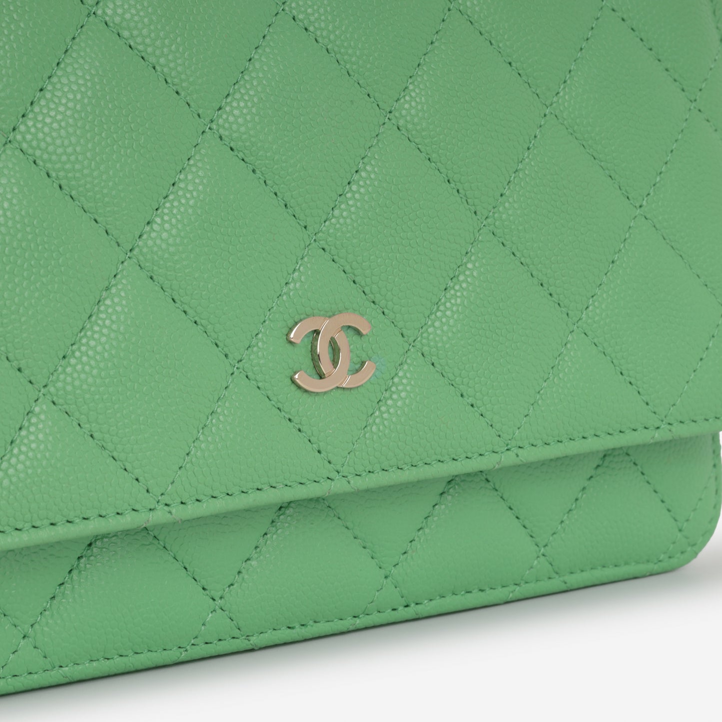 Chanel Classic Wallet on Chain - Green Caviar | Champagne Gold Hardware