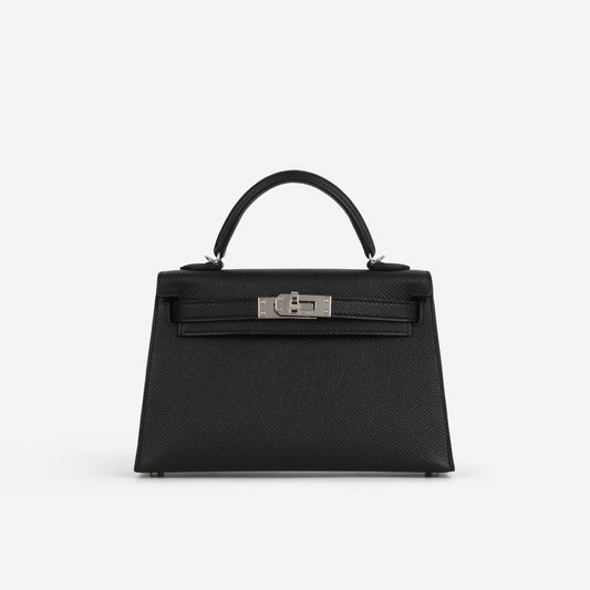 Hermès HSS Mini Kelly - Black Epsom / Gold Interior | Palladium Hardware