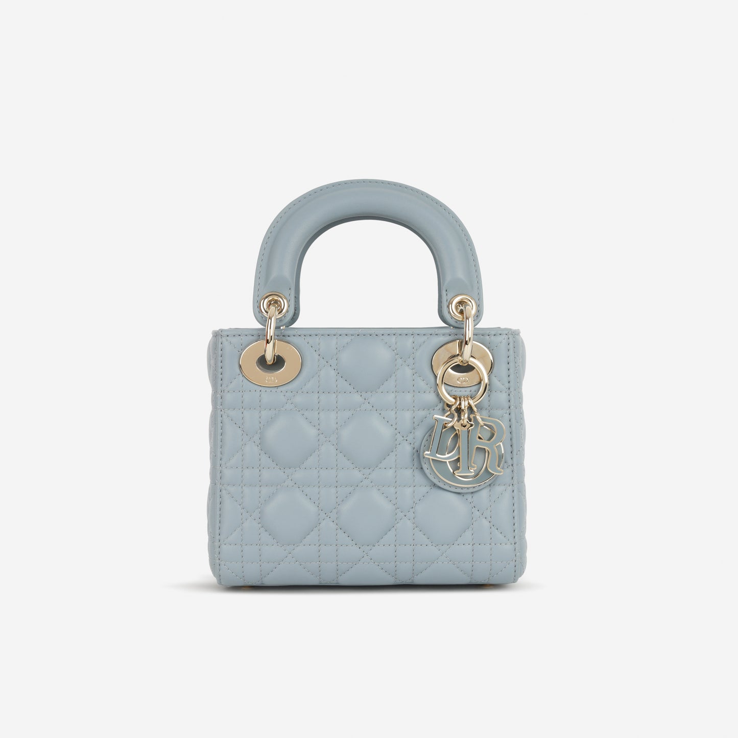 Dior Mini Lady Dior - Cloud Blue Lambskin Cannage | Champagne Gold Hardware