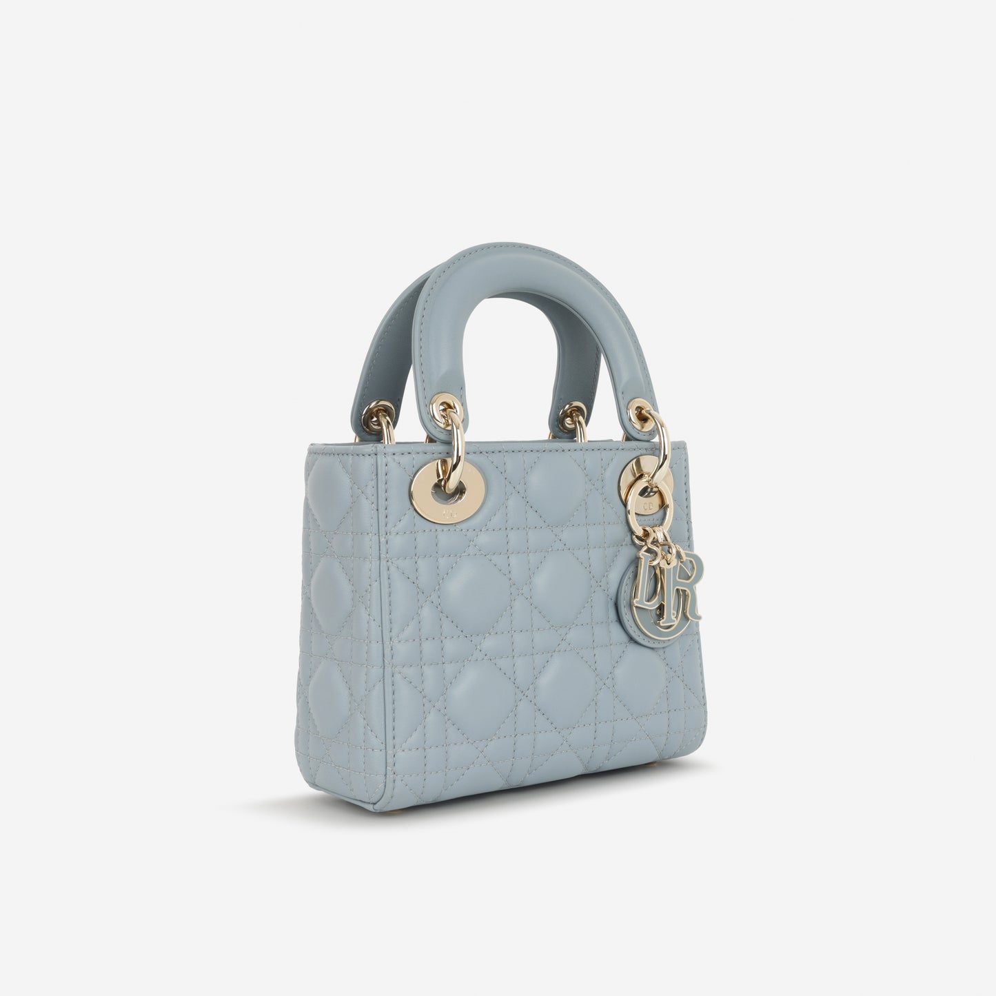 Dior Mini Lady Dior - Cloud Blue Lambskin Cannage | Champagne Gold Hardware