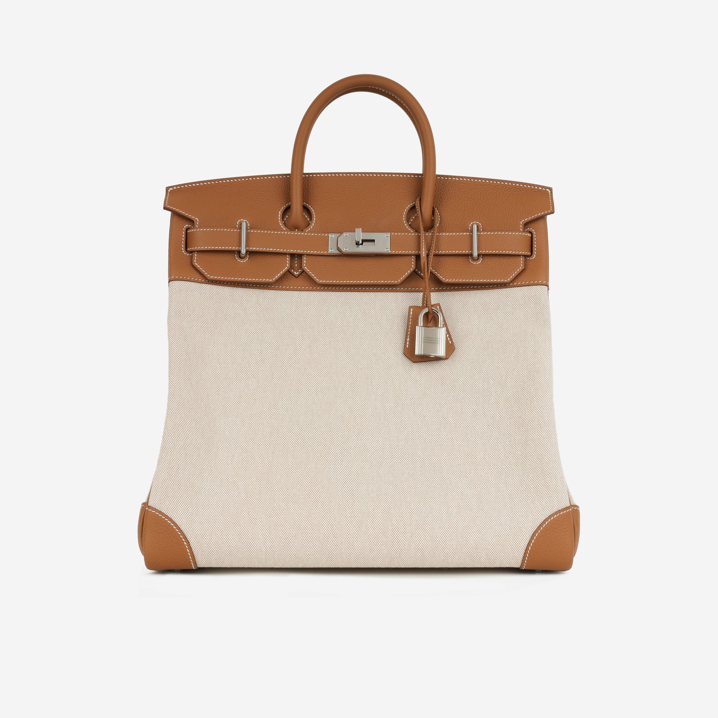 Hermès HAC 40 - Gold Togo / Ecru-Beige Toile | Palladium Hardware
