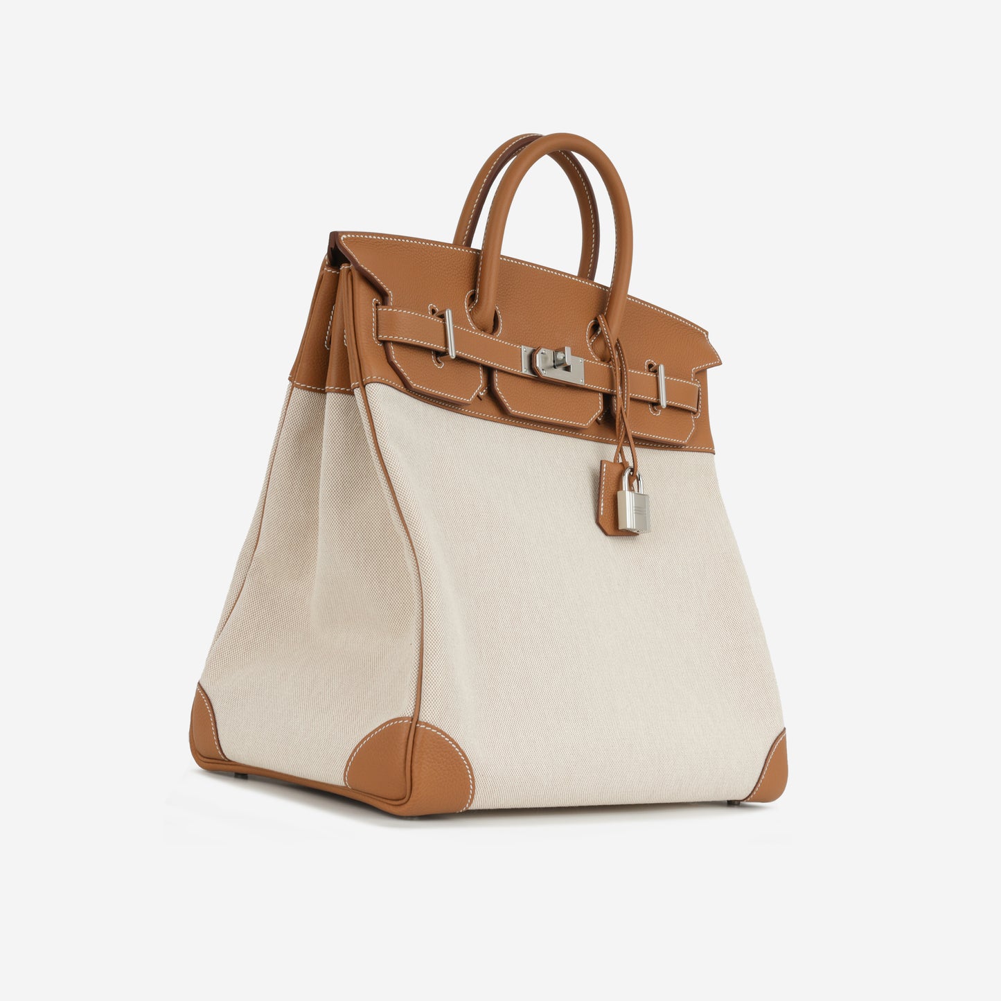 Hermès HAC 40 - Gold Togo / Ecru-Beige Toile | Palladium Hardware