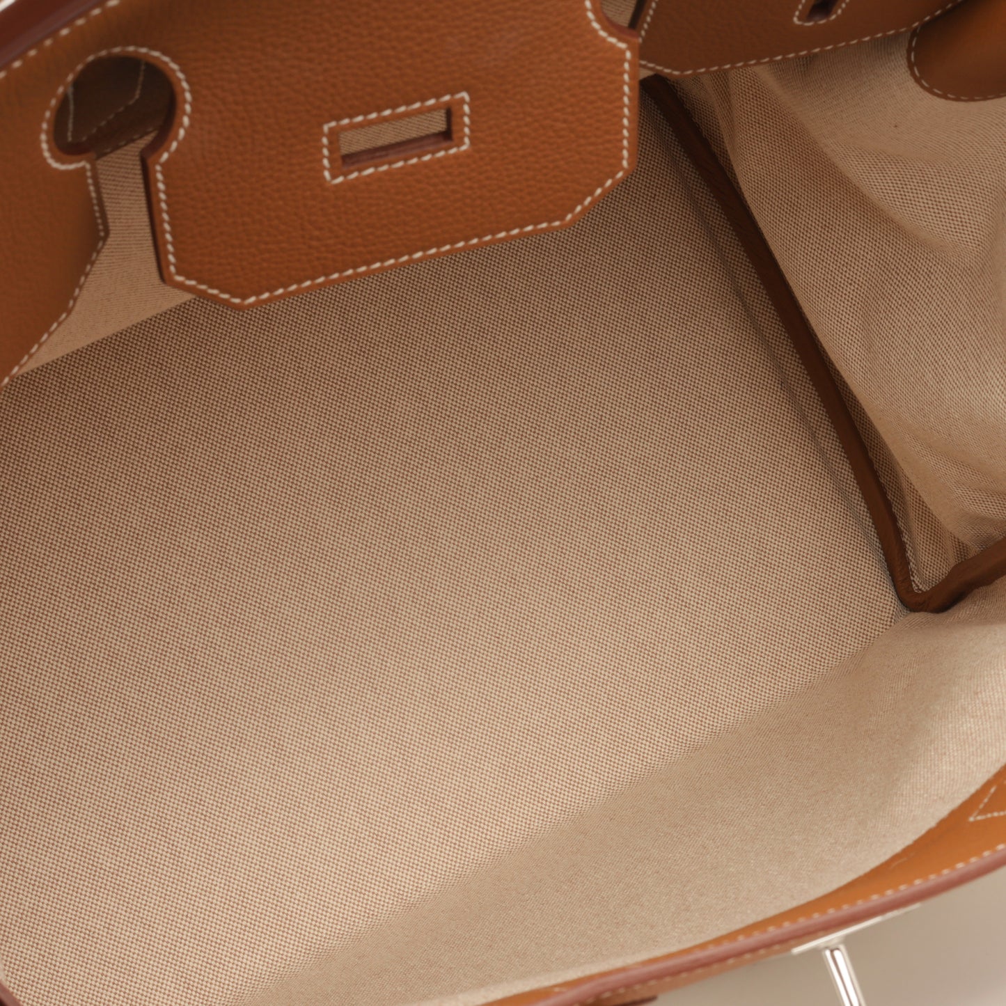 Hermès HAC 40 - Gold Togo / Ecru-Beige Toile | Palladium Hardware