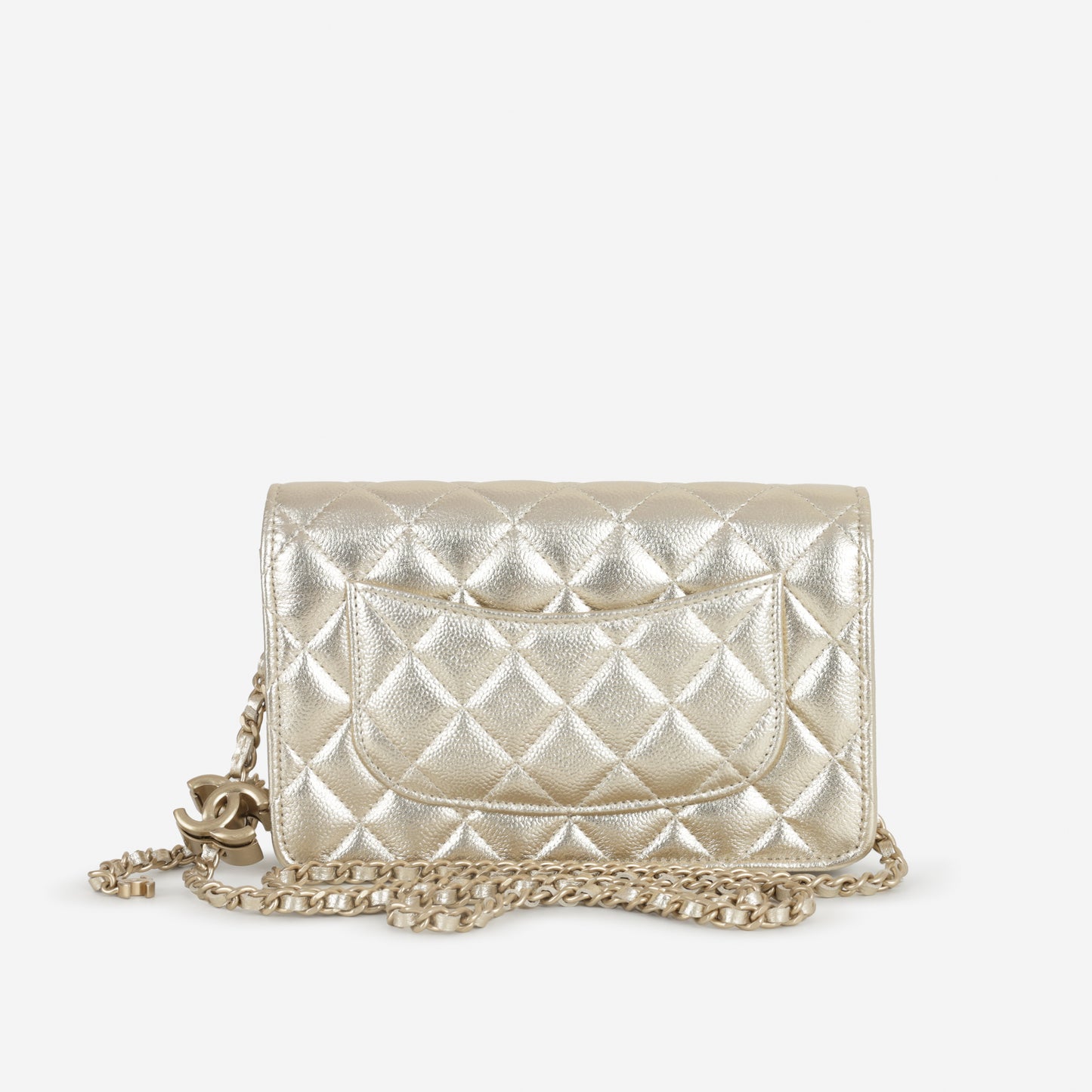 Chanel CC Crush Wallet on Chain - Champagne Metallic Caviar | Champagne Gold Hardware