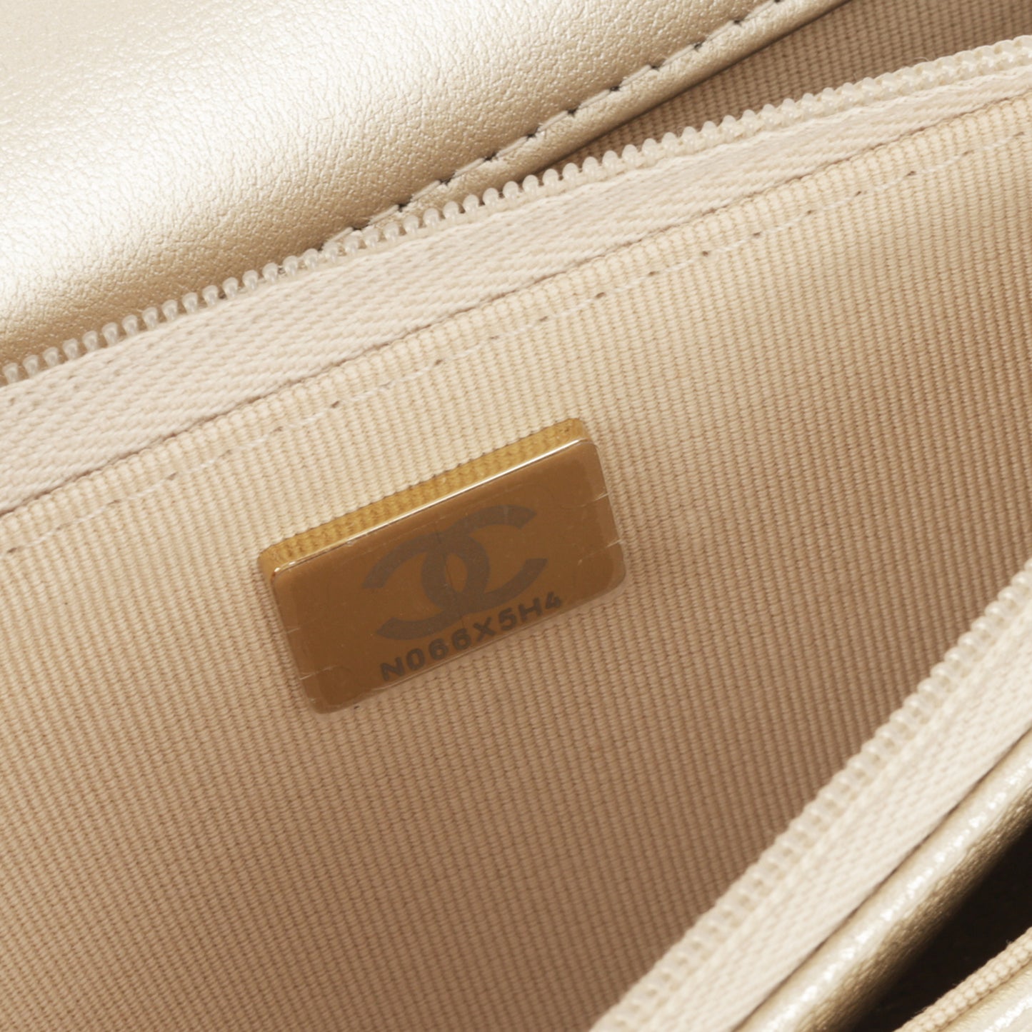 Chanel CC Crush Wallet on Chain - Champagne Metallic Caviar | Champagne Gold Hardware