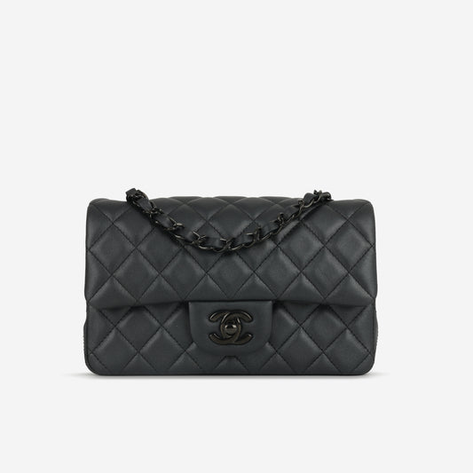 Chanel Mini Rectangular - So Black Iridescent Lambskin