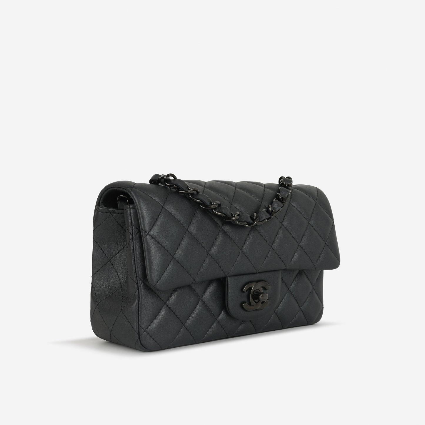 Chanel Mini Rectangular - So Black Iridescent Lambskin