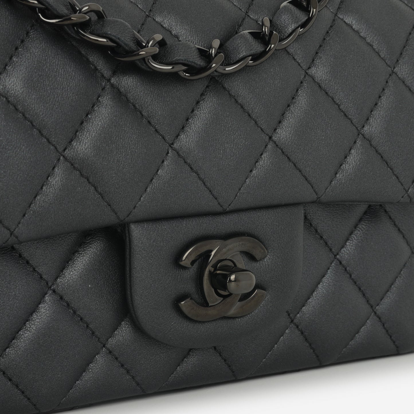 Chanel Mini Rectangular - So Black Iridescent Lambskin