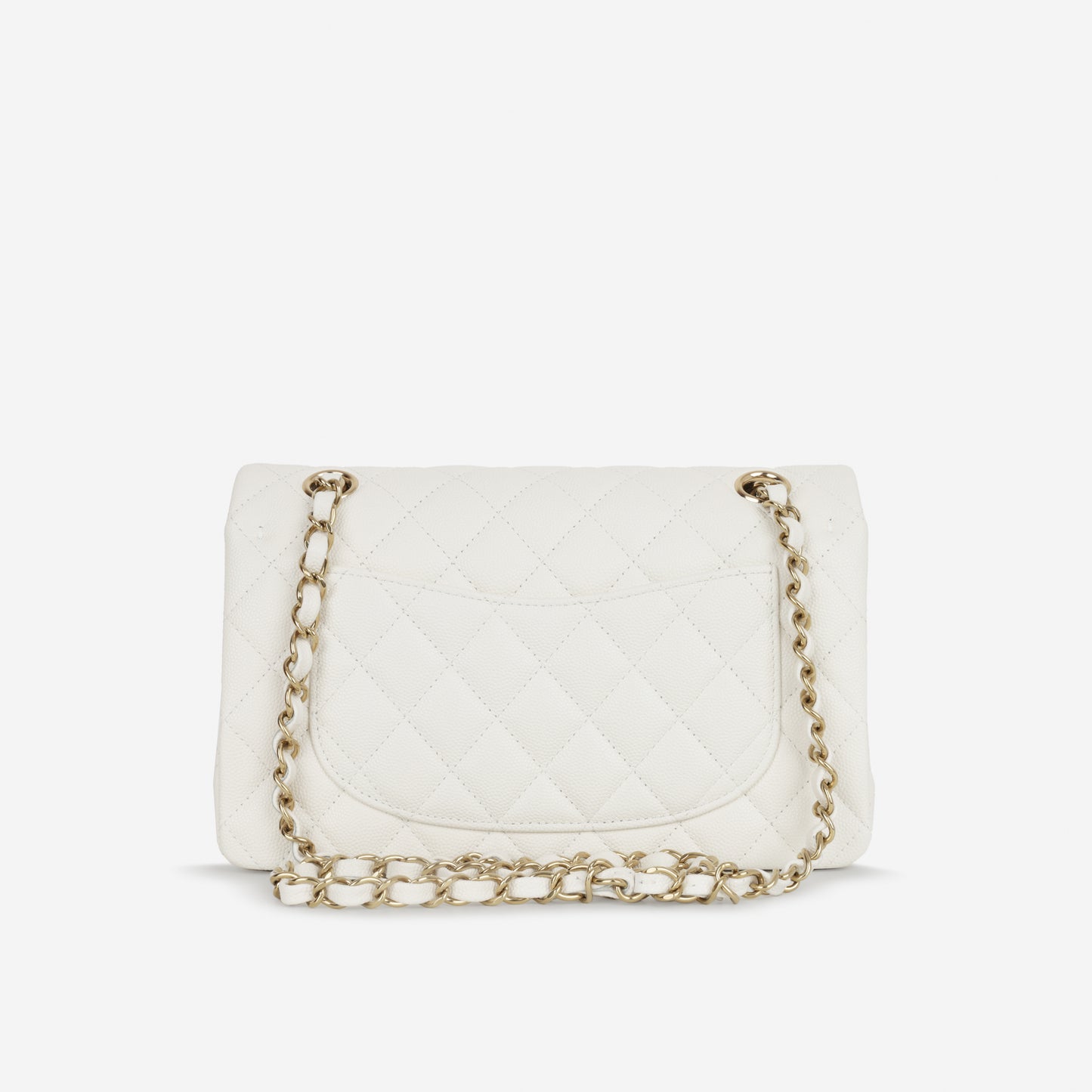 Chanel Small Classic Flap - White Caviar | Champagne Gold Hardware