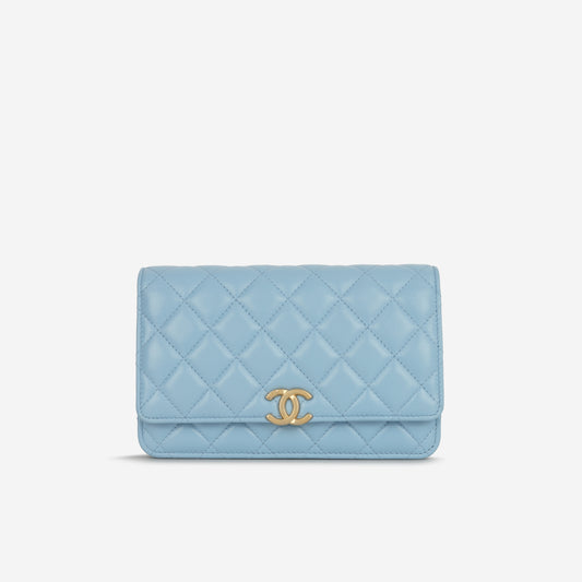 Chanel Candy Chain Wallet on Chain - Blue Lambskin | Gold Hardware