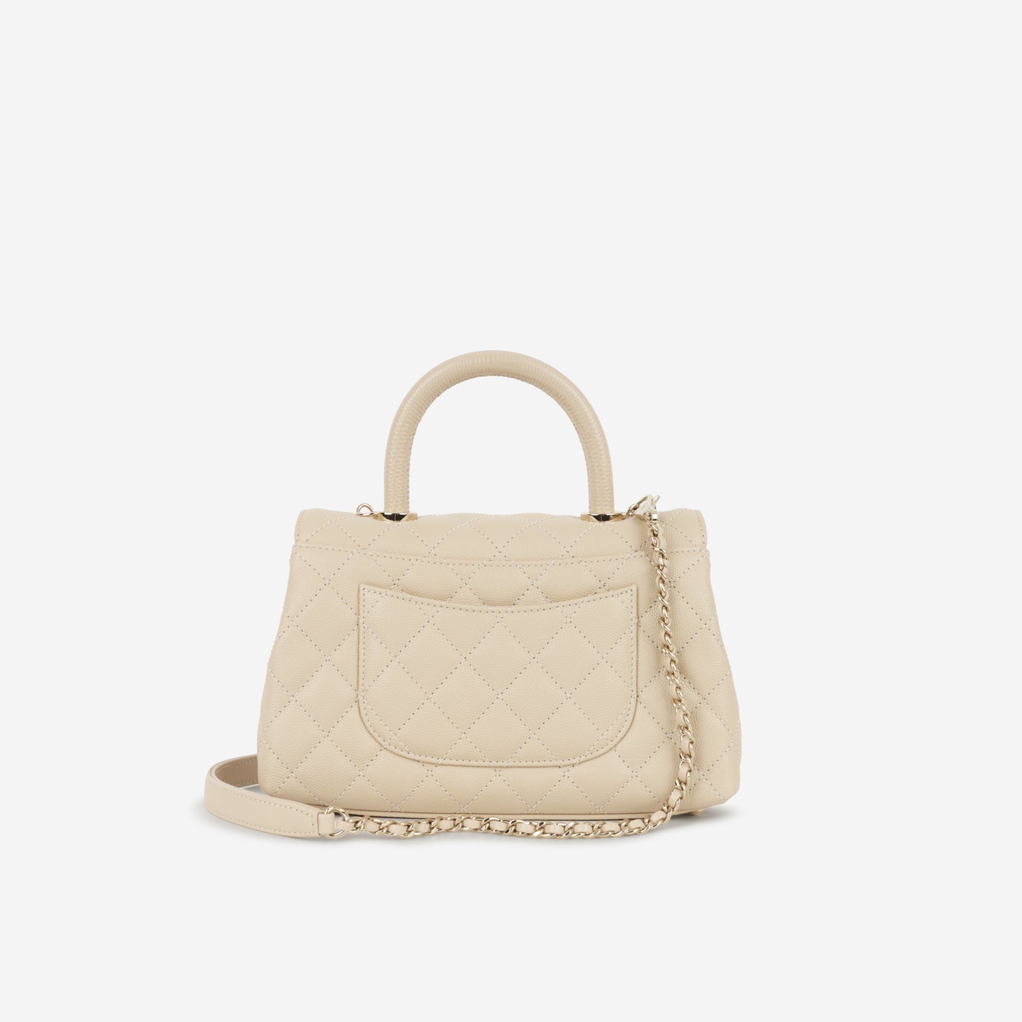 Chanel Small Coco Handle - Ecru Caviar | Champagne Gold Hardware