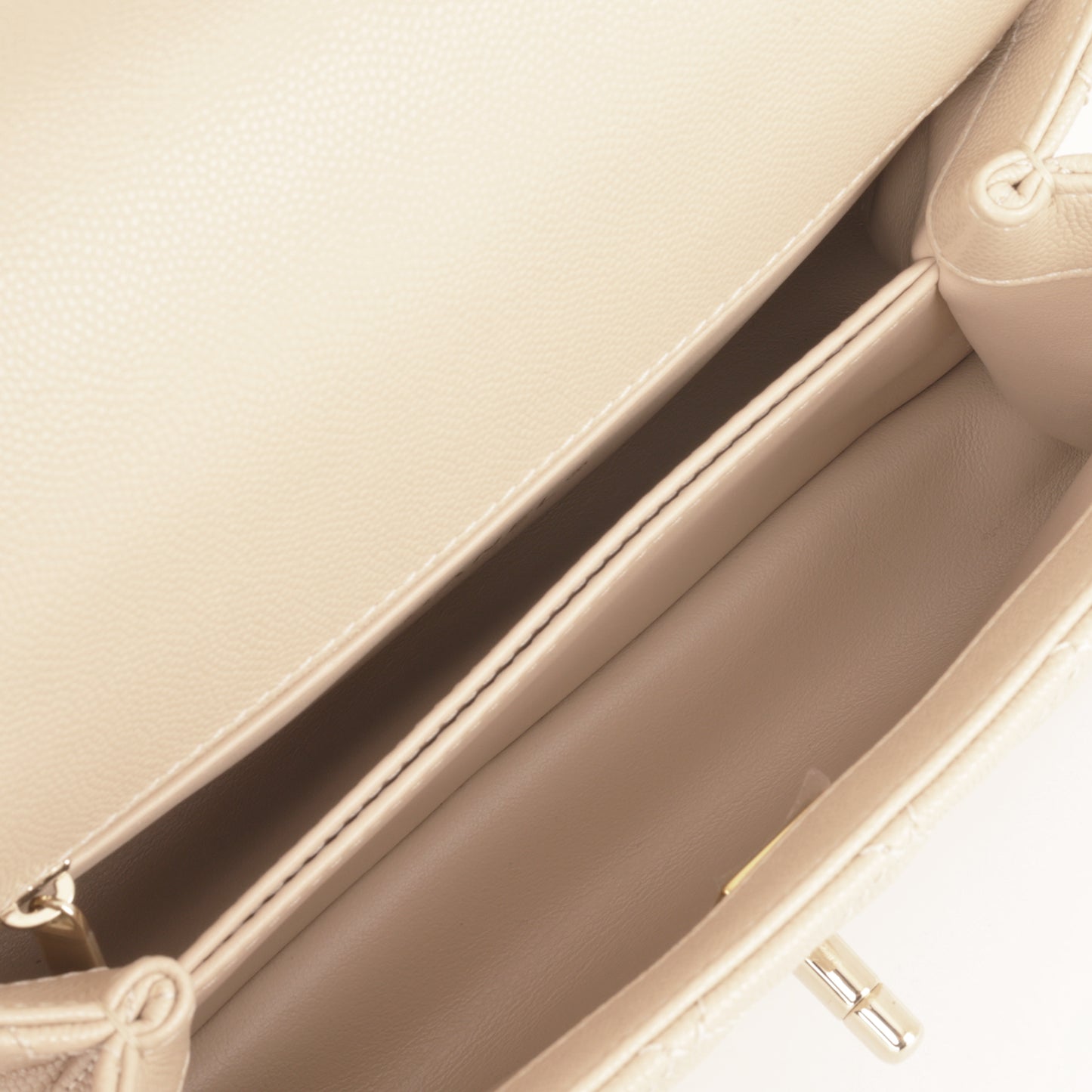 Chanel Small Coco Handle - Ecru Caviar | Champagne Gold Hardware