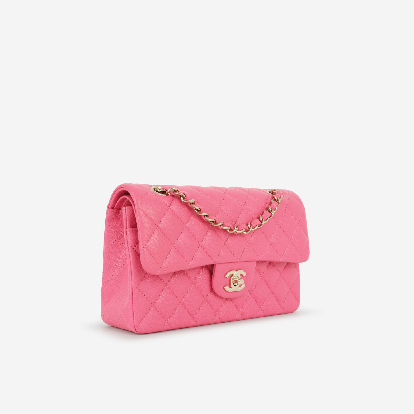 Chanel Small Classic Flap - Bubblegum Pink Caviar | Champagne Gold Hardware