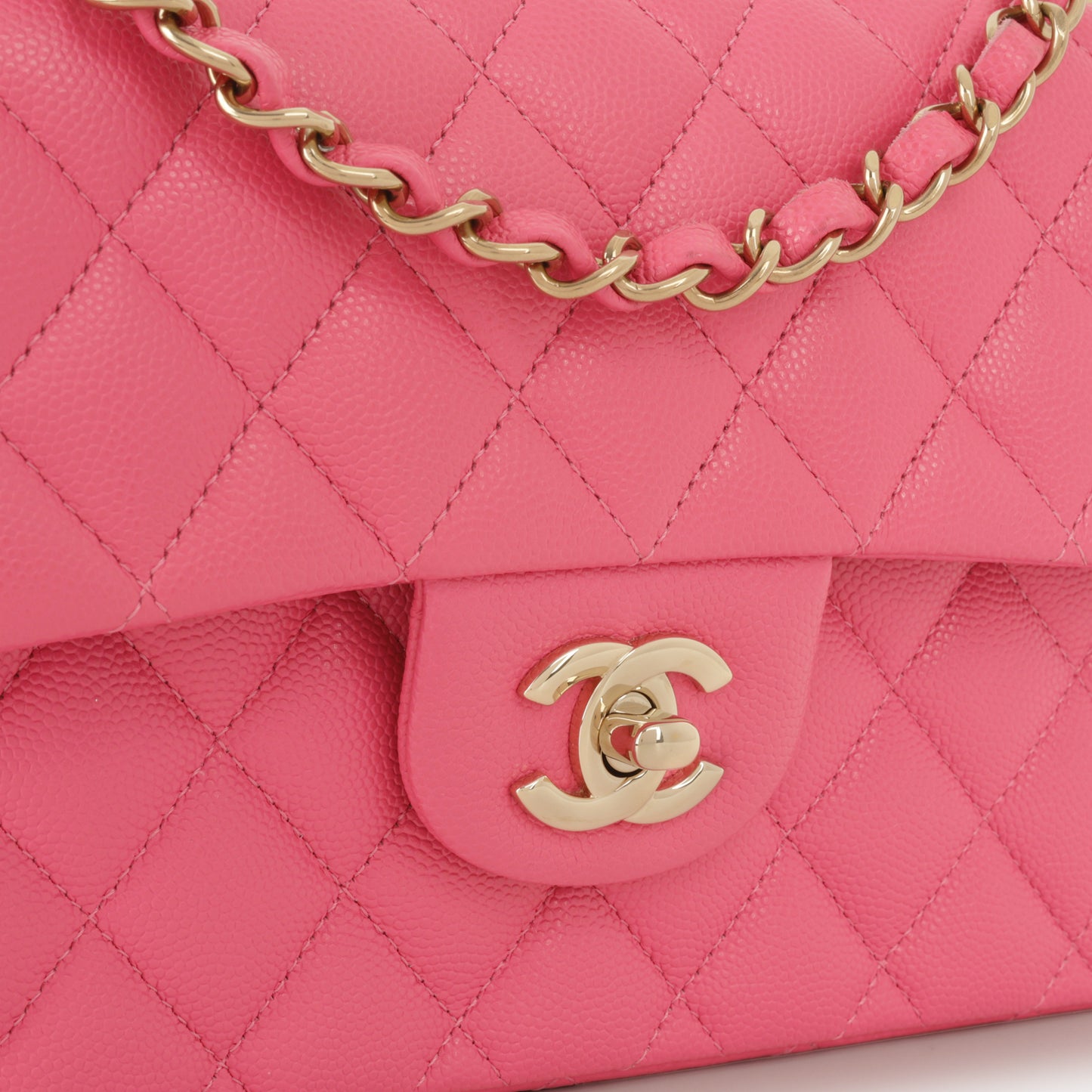 Chanel Small Classic Flap - Bubblegum Pink Caviar | Champagne Gold Hardware