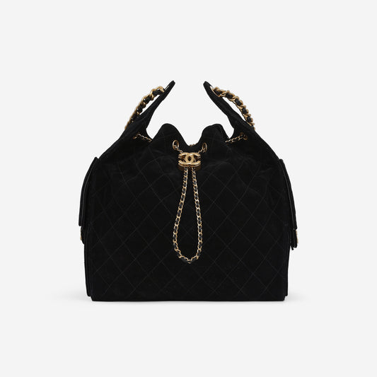 Chanel Medium 25 Hobo Bag - Black Suede | Gold Hardware
