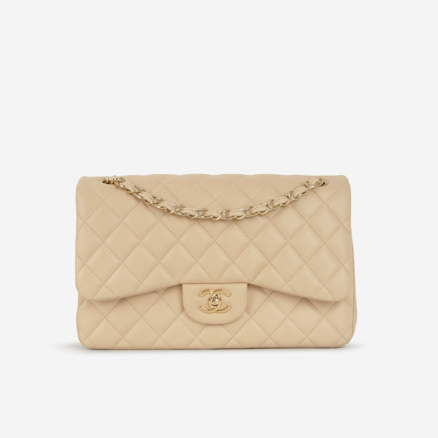 Chanel Classic Jumbo Double Flap - Beige Lambskin | Gold Hardware
