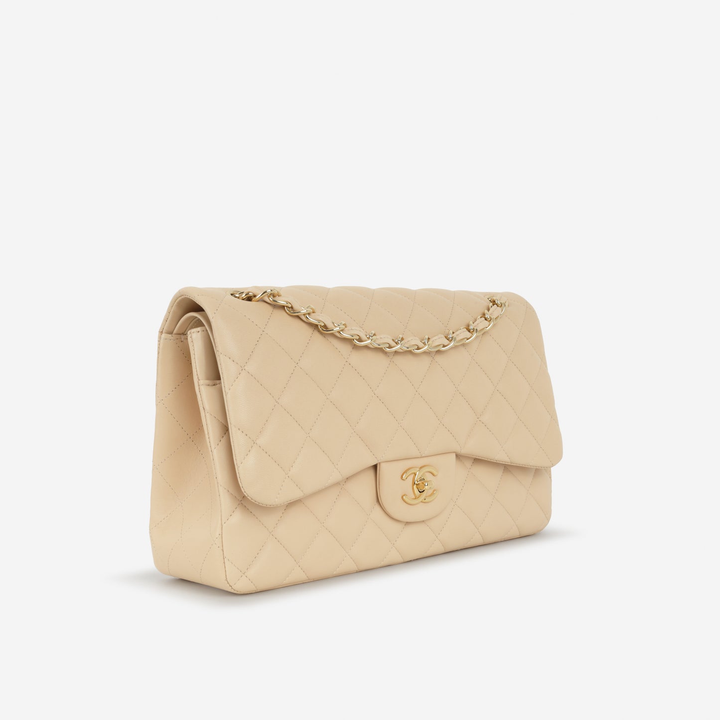 Chanel Classic Jumbo Double Flap - Beige Lambskin | Gold Hardware