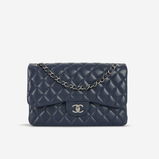 Chanel Classic Jumbo Double Flap - Navy Lambskin | Ruthenium Hardware