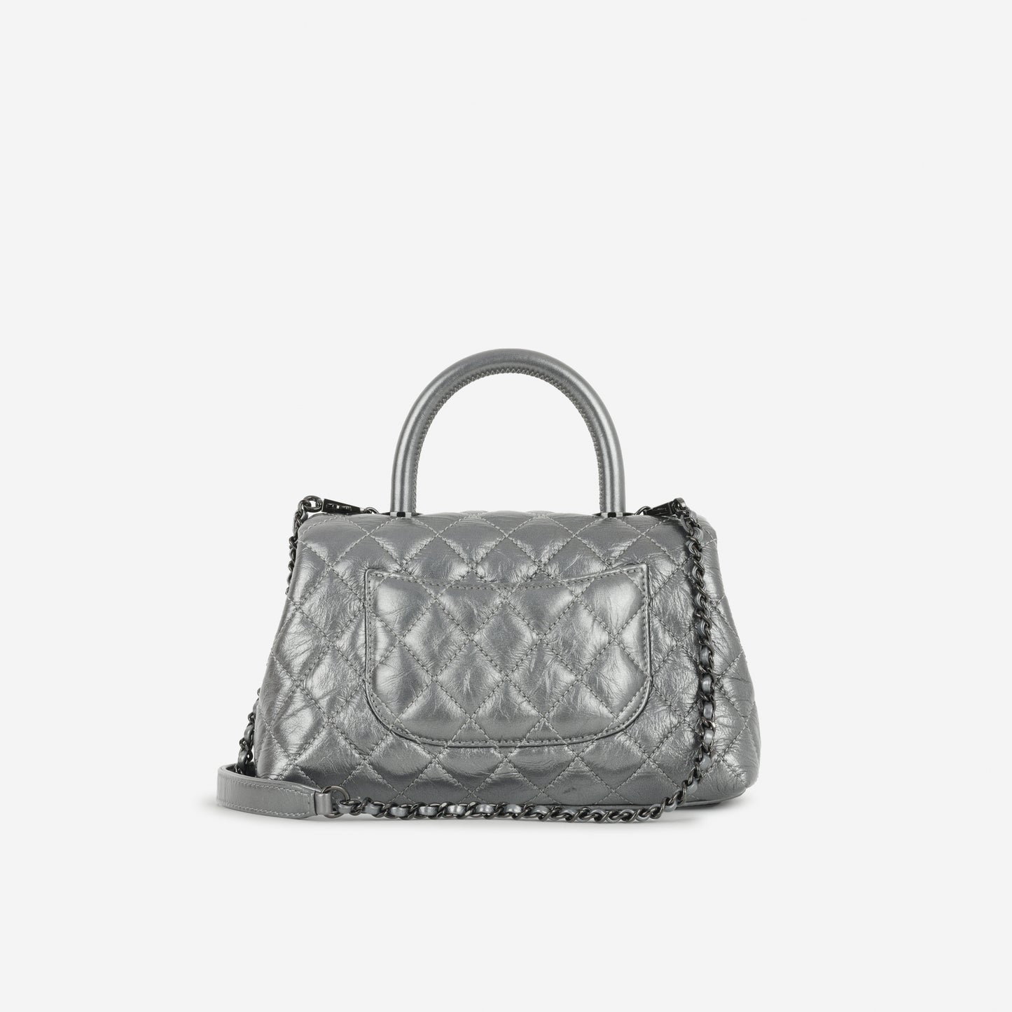 Chanel Small Coco Handle - Graphite Metallic Calfskin | Black Hardware