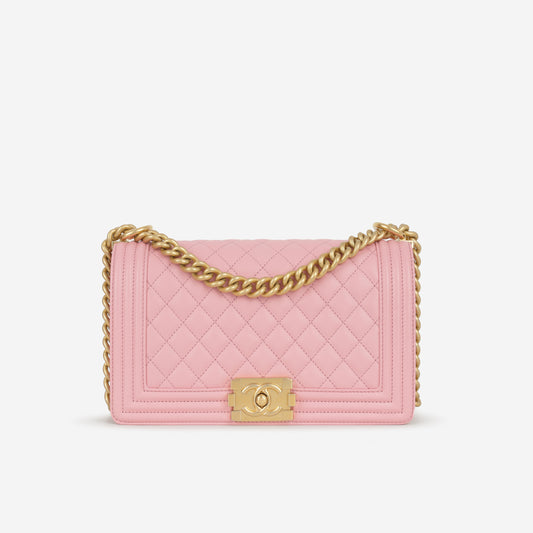 Chanel Medium Boy Bag - Pink Lambskin | Aged Gold Hardware