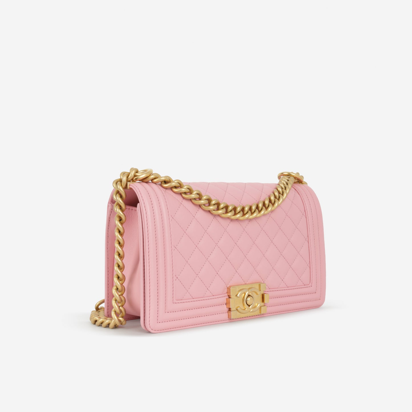 Chanel Medium Boy Bag - Pink Lambskin | Aged Gold Hardware