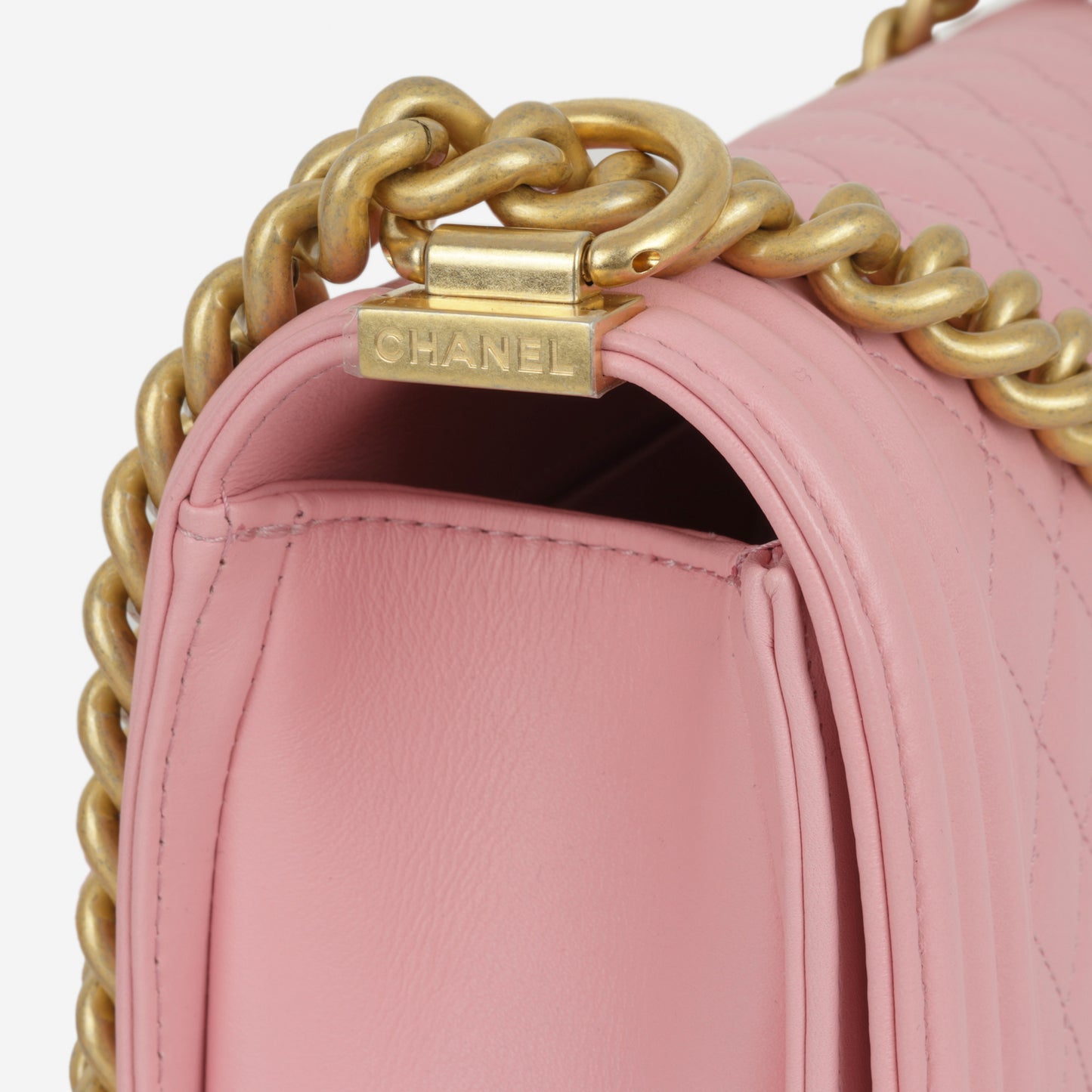 Chanel Medium Boy Bag - Pink Lambskin | Aged Gold Hardware
