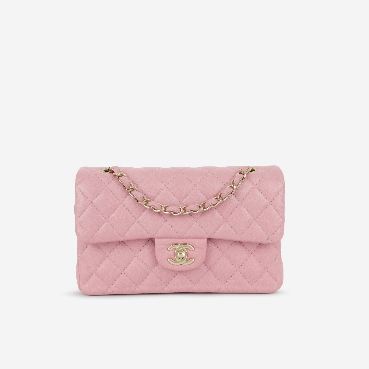 Chanel Small Classic Flap - Rose Fonce Caviar | Champagne Gold Hardware