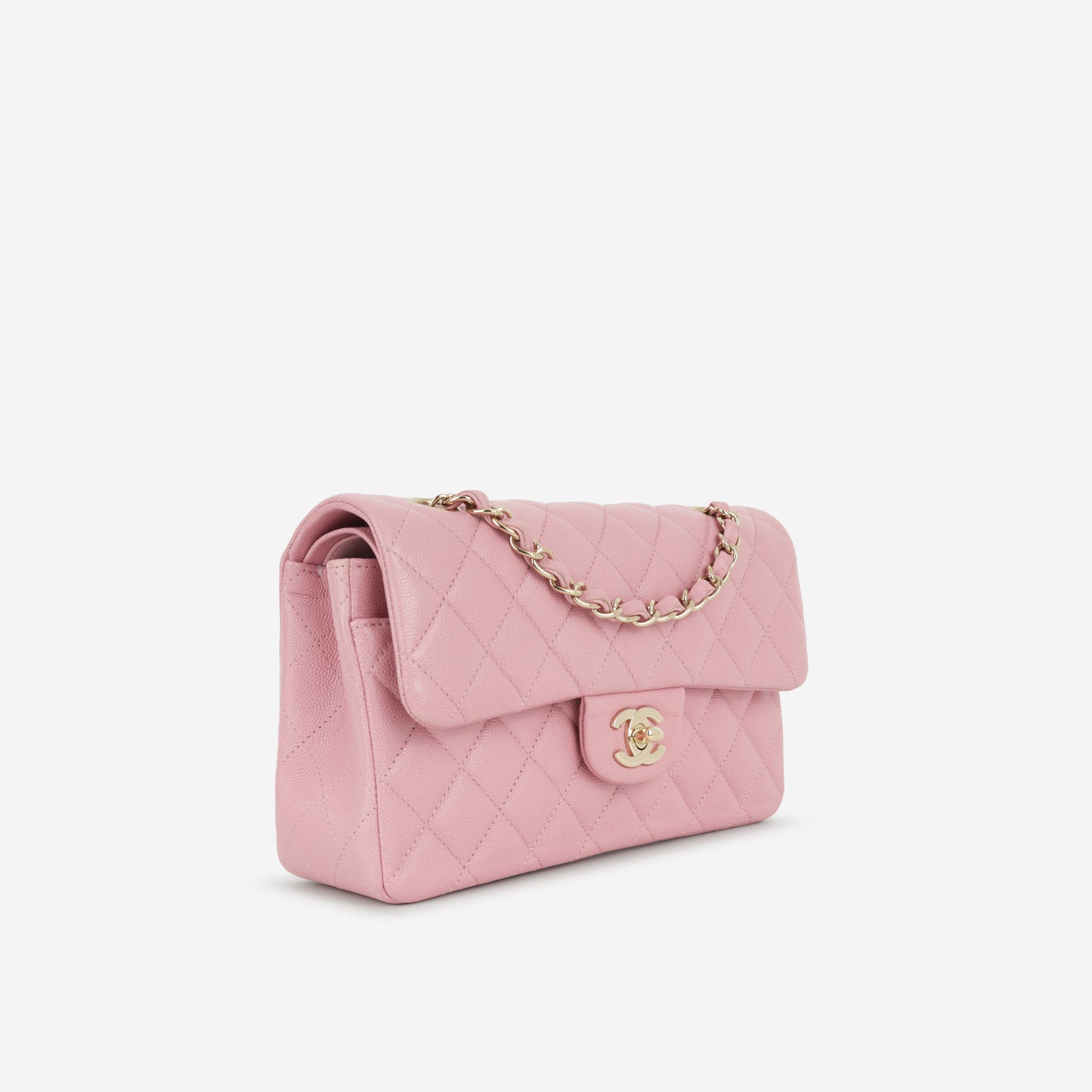 Chanel Small Classic Flap - Rose Fonce Caviar | Champagne Gold Hardware